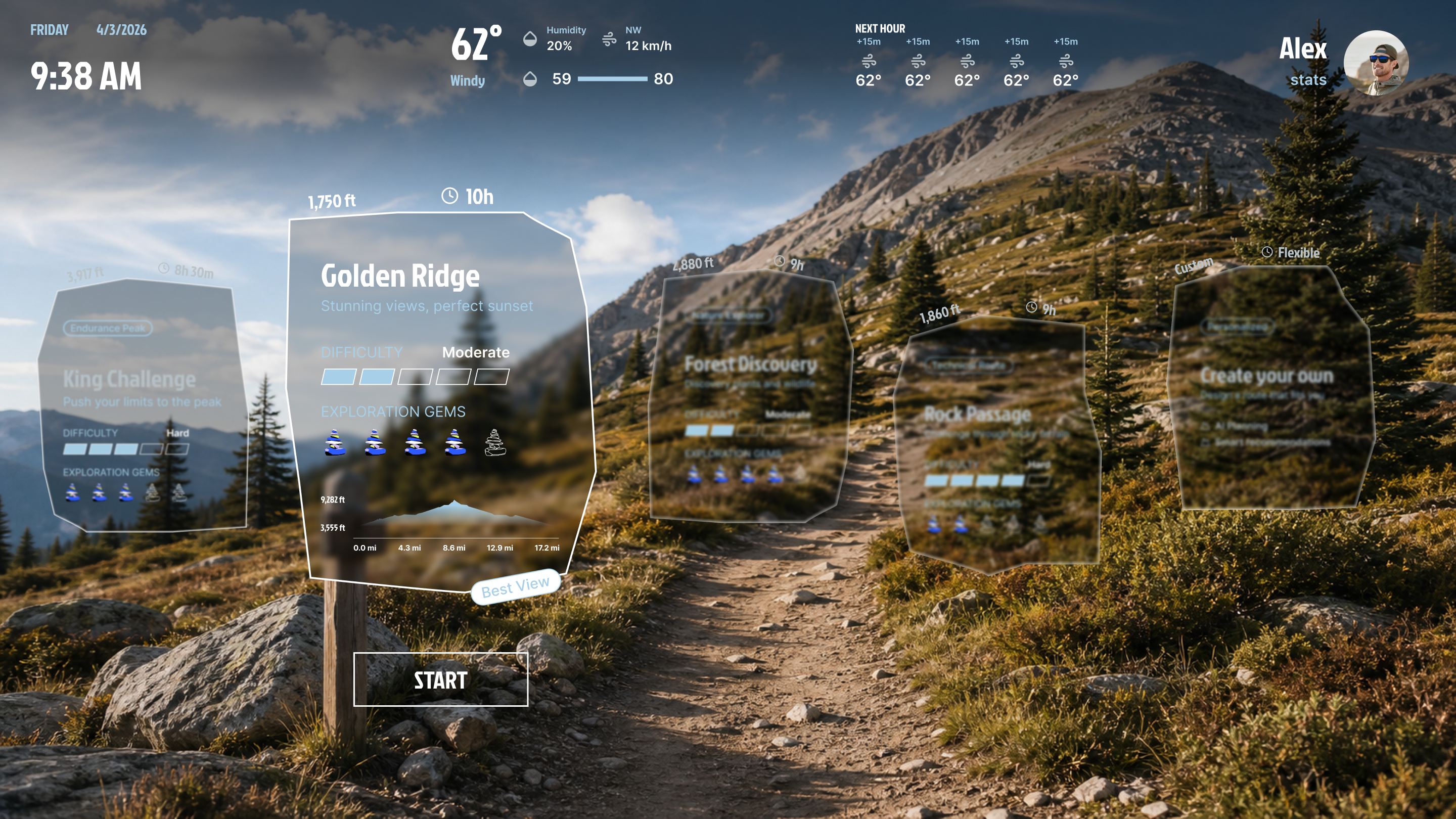 CAIRN pre-trip route selection — focused route detail