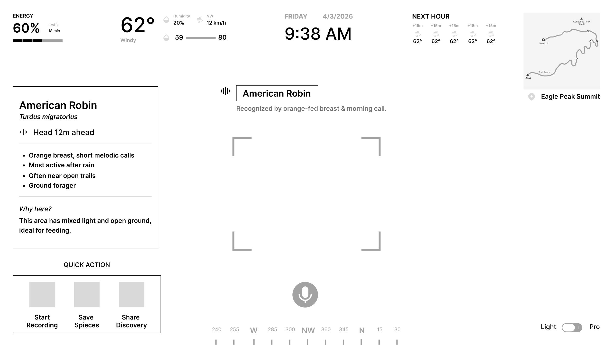 Low-fidelity wireframe — discovery detail