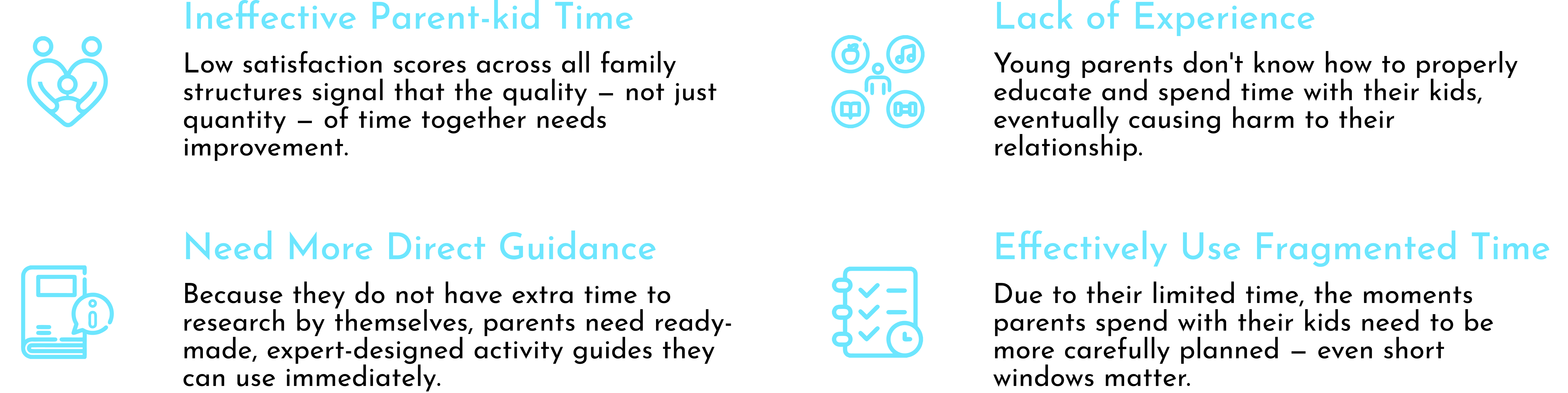 Parents and children during interview sessions