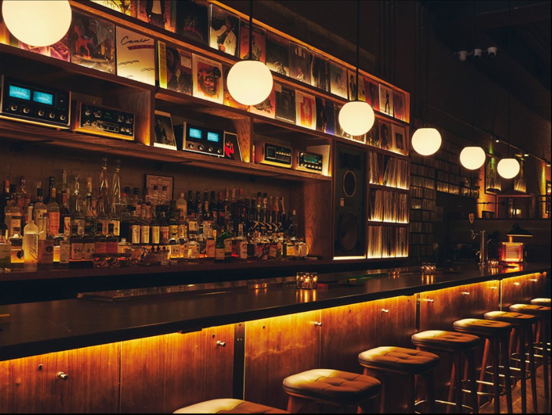 Illustration of a vinyl listening room / HiFi bar environment