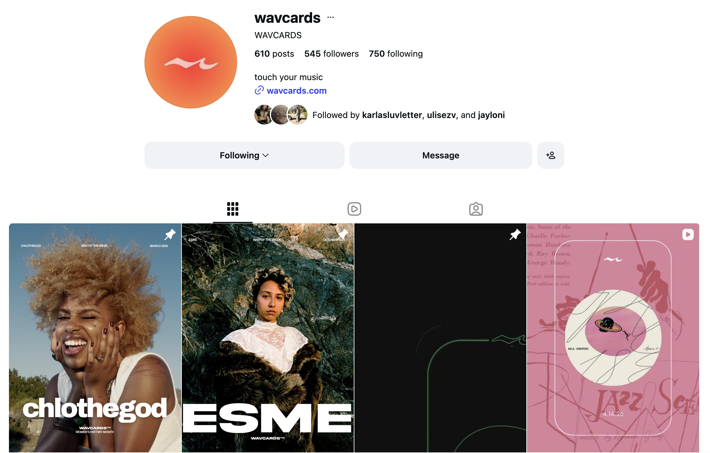 WAVCARDS brand preview on social layout