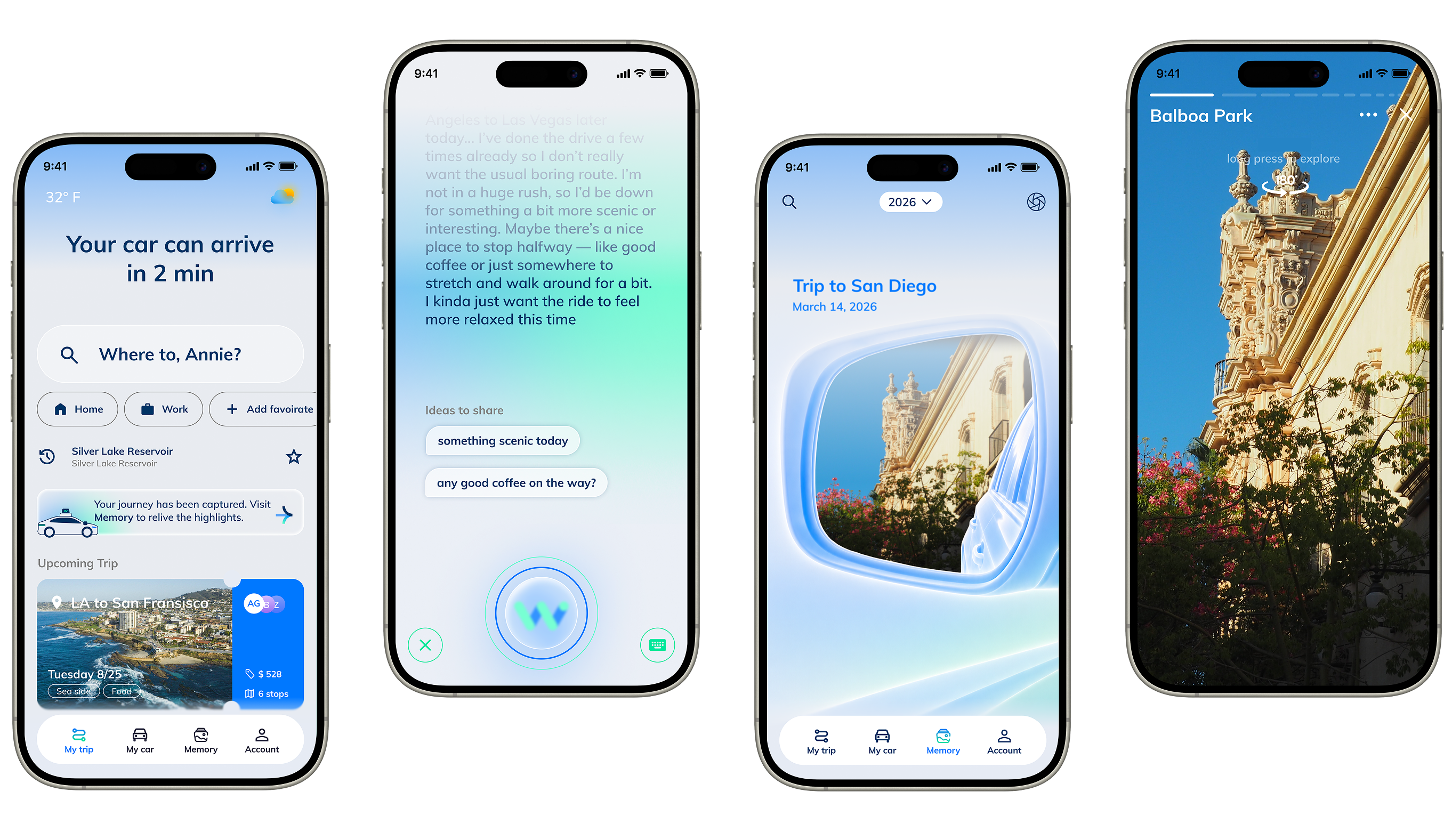 Waymo Journey+ high-fidelity app mockups
